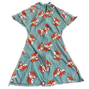 Sleeping Baby Zipadee Zip Swaddle Teal With Foxes Size Small 4-8 Months